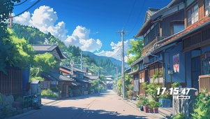 蓝天白云街道景色
