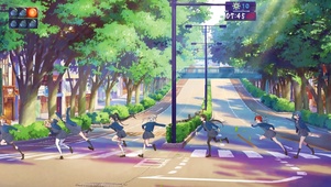 过马路的学生
