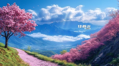 唯美山间樱花小路