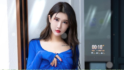 4K蓝色战衣清纯美女