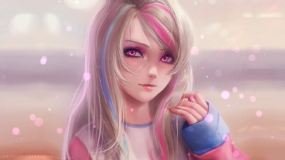 粉红色和蓝色长发女孩