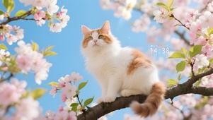 樱花树上猫咪