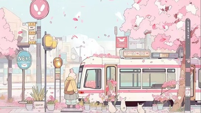 樱花列车  壁纸