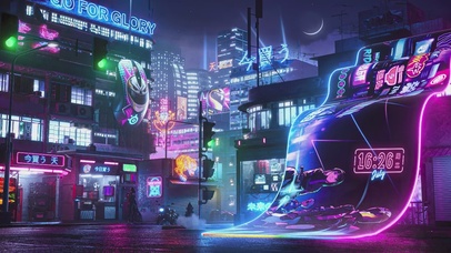 赛博霓虹灯街道