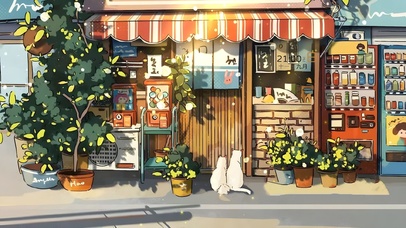 夏日温馨街边小店