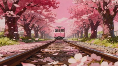 唯美樱花列车