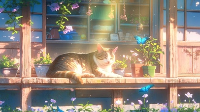 走廊午睡的猫猫