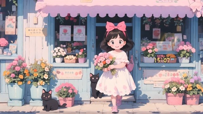 花店前的女孩