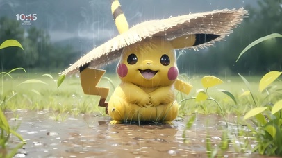 雨中的皮卡丘