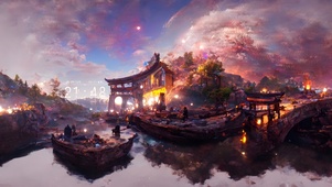 4K唯美梦幻樱花乡村小屋