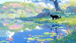 治愈 河畔上的猫咪