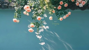 墙头蔷薇花