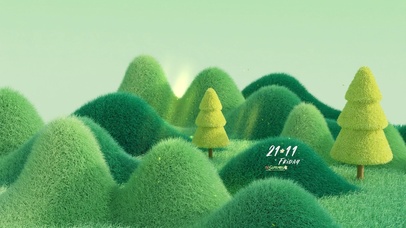 4K 清新绿色毛绒山体场景