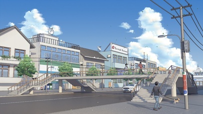 动漫风景城市天桥