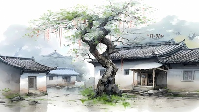 儿时乡下大槐树