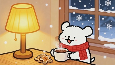 线条小狗-冬日温暖