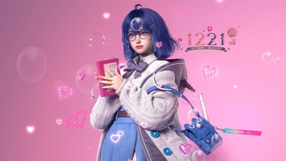 4k蓝色短发美少女