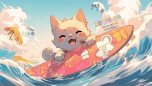 冲浪可爱猫咪