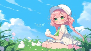 草地上可爱女孩