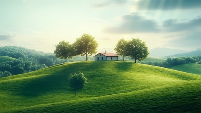 绿野上的静谧小筑