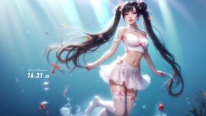 双马尾水中少女