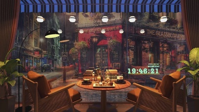 雨天街头安静咖啡馆