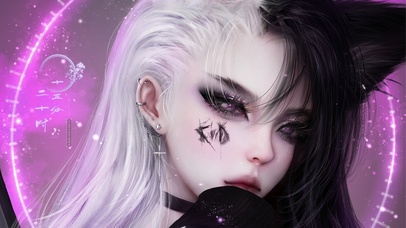 壁纸封面图高冷帅气女王范御姐女神插画二次元插画美少女治愈互动粒子