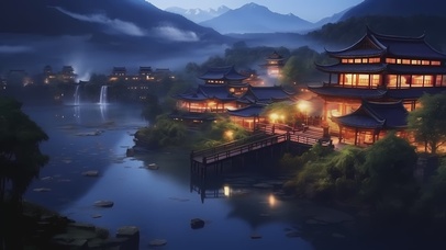 【4K】唯美山间河边村庄