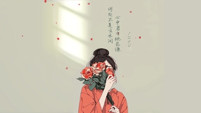 心有桃源花与少女