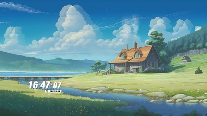 护眼蓝天白云花草树木景色