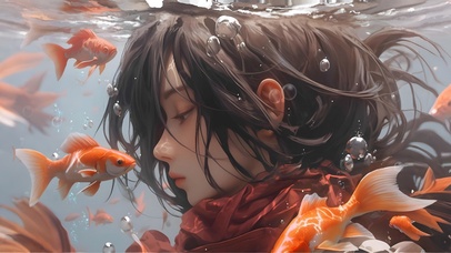 2025转运必备水中锦鲤美少女