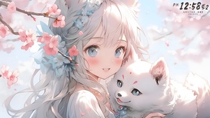 可爱的小狐狸和小女孩