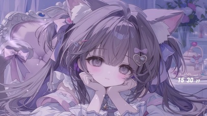 可爱紫发猫耳少女