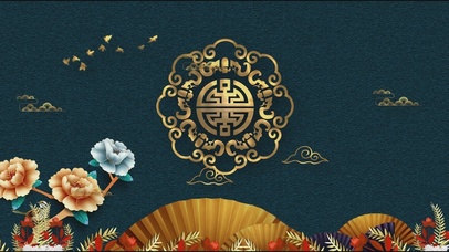 中式国潮金色花纹