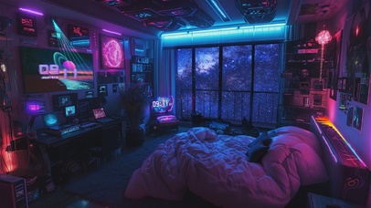 霓虹太空科幻房间