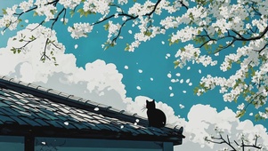 屋檐上的小猫壁纸