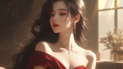 4K 红衣古风美女 15