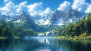 护眼山水湖泊