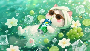 波光粼粼快乐猫