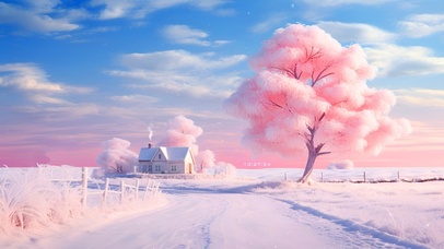 粉色冰霜雪屋