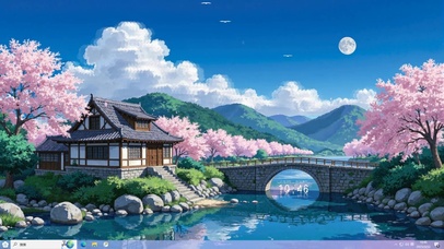 唯美樱花河流主题