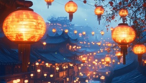 微雨古镇夜
