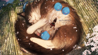 治愈小憩猫咪少女