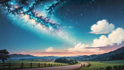 4K唯美治愈梦幻星空乡野小路