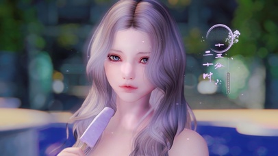 甜美可爱紫发少女