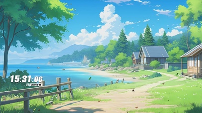 蓝天白云乡村景色