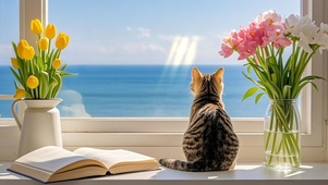 猫咪看海～惬意