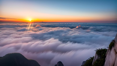 动态粒子自然景观云海日出