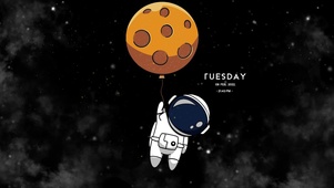 可爱火星热气球太空人