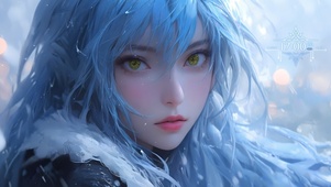 雪地蓝发女孩